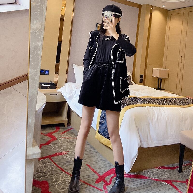 プラスサイズの女性の初秋のドレス2020新しい脂肪の姉妹mmベストベストショーツスリーピーススーツウエスタンスタイル ミックスインファッション4743670725