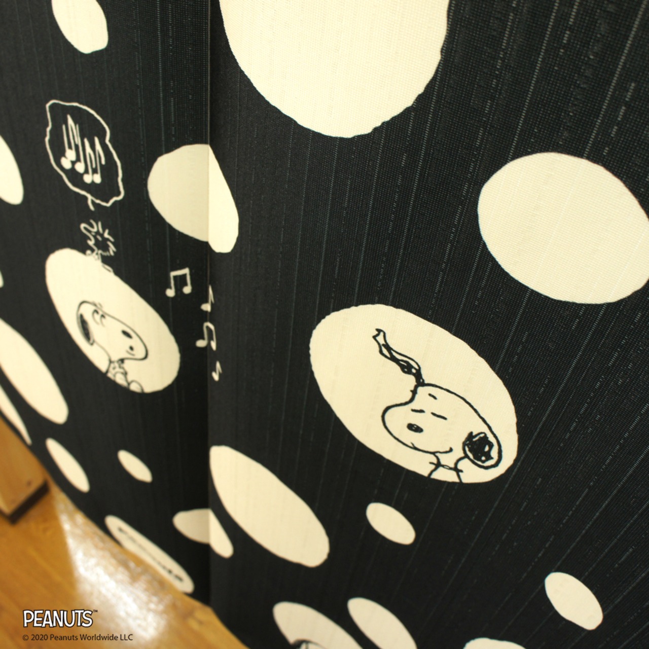 【受注生産】 のれん PEANUTS モノトーンドット 幅85×丈150cm 93874