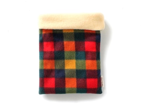 ハリネズミ用寝袋 M（冬用） フリース×フリース カラフルチェックB  / Regular Snuggle Sack for Hedgehog