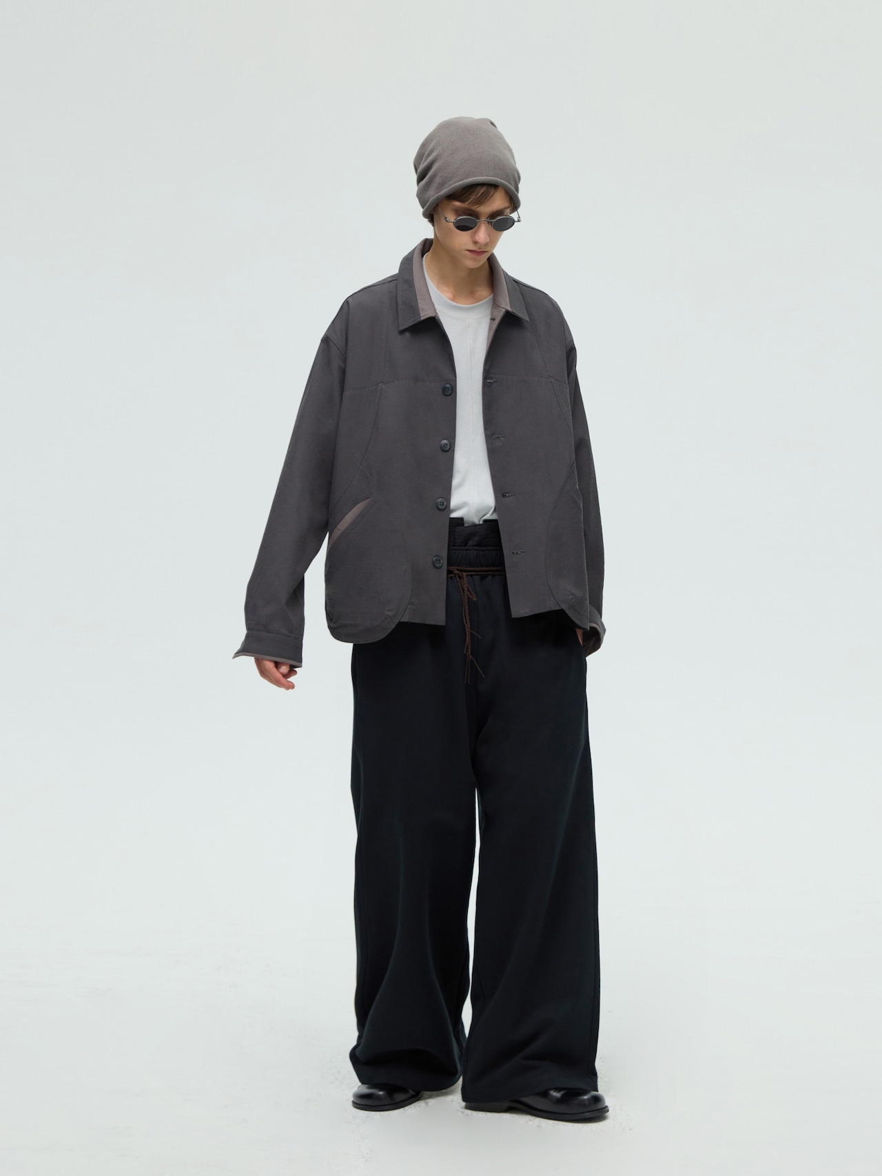 DECESOLO 25AW  ウエストバンド ワイドレッグスウェットパンツ