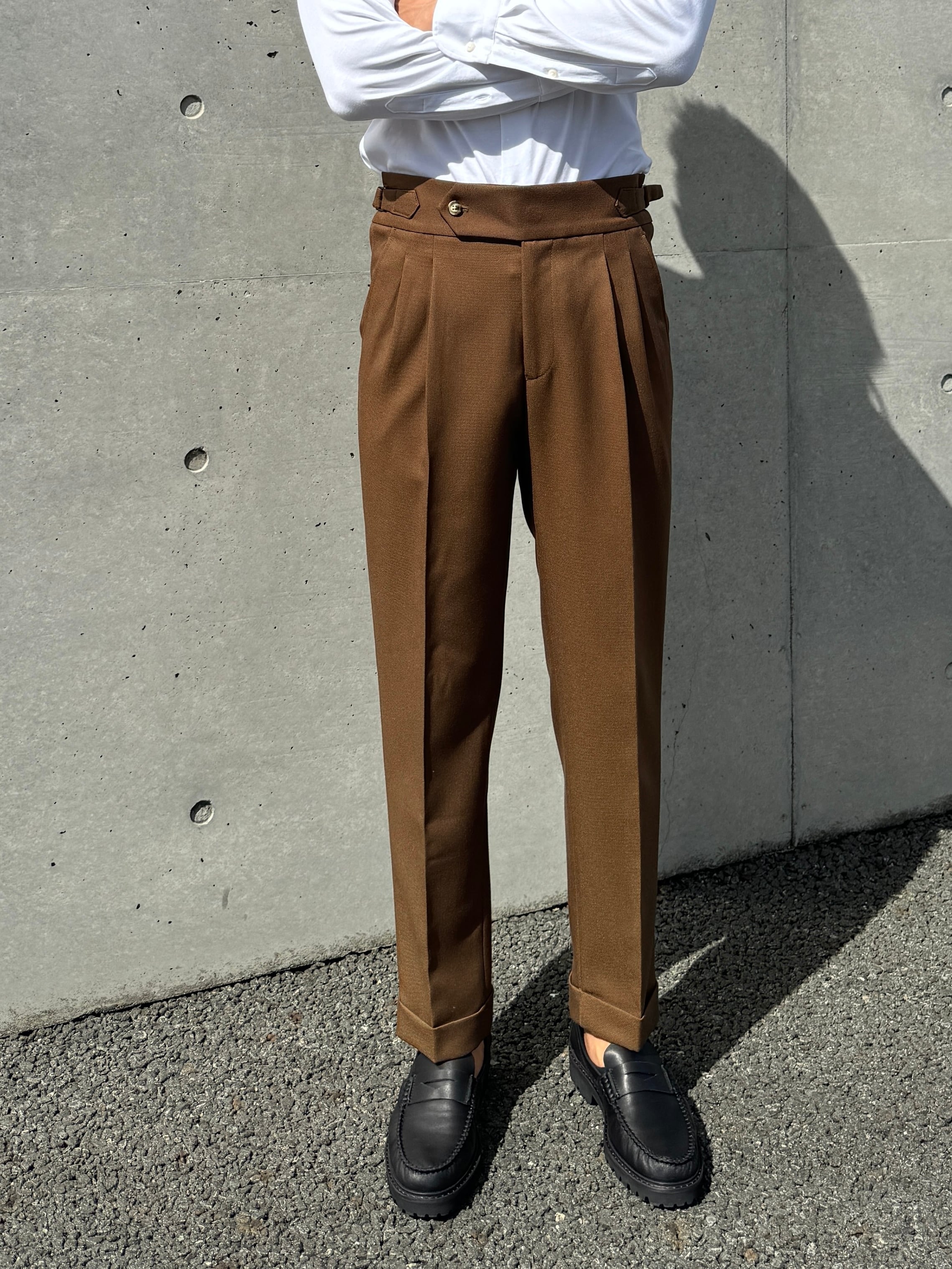 ハイウエストベルトレススラックス【秋冬用】 | Wide Range