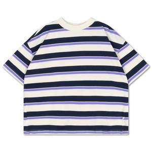 【26SS】REPOSE AMS(リポーズアムズ)boxy tee light cream teal glacier stripe(4y/6y/8/10y/12y/14y)Tシャツ ボーダー
