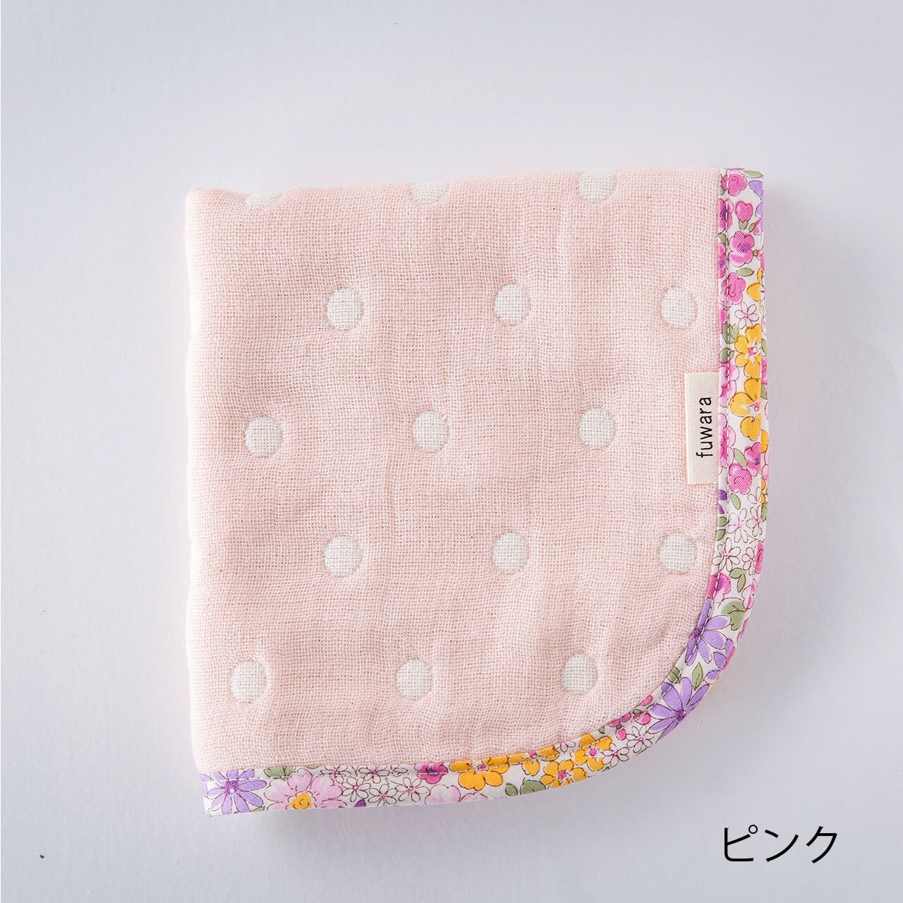 六重織ガーゼハンカチ ドット×花柄 | fuwara