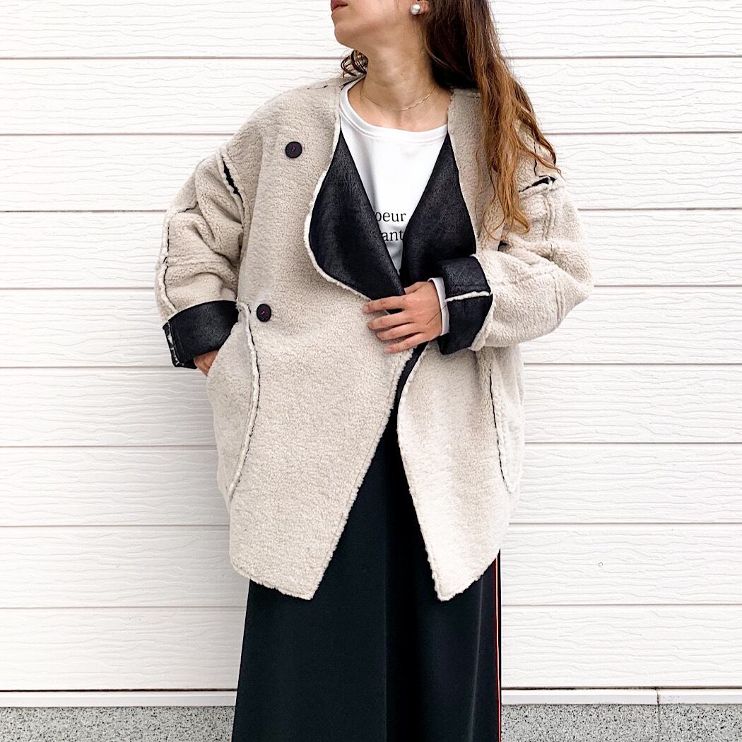 フェイクムートンリバーシブルブルゾン | Q♡