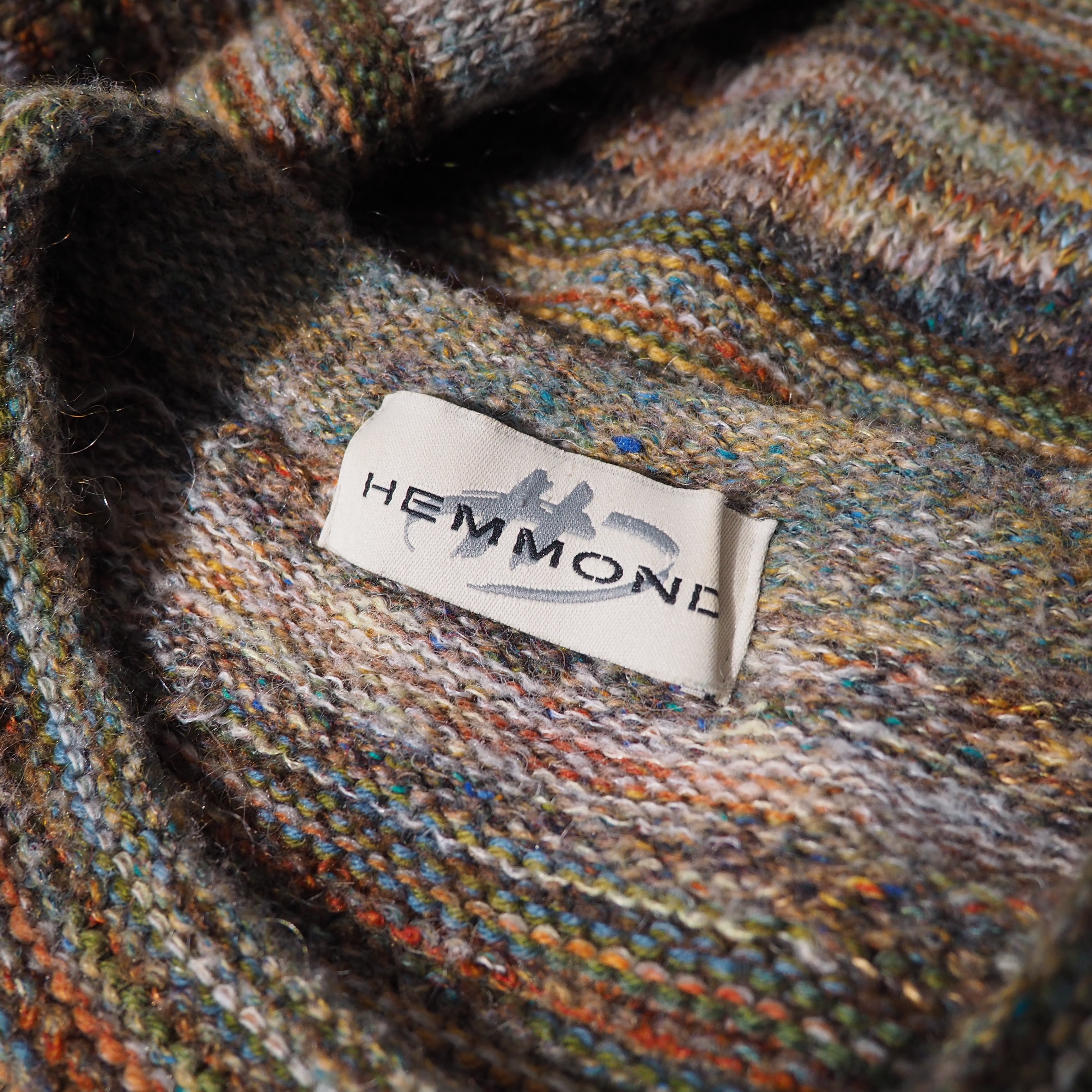 1980s " Made in Italy " Colorful mosaic × Border pattern vintage loose knit