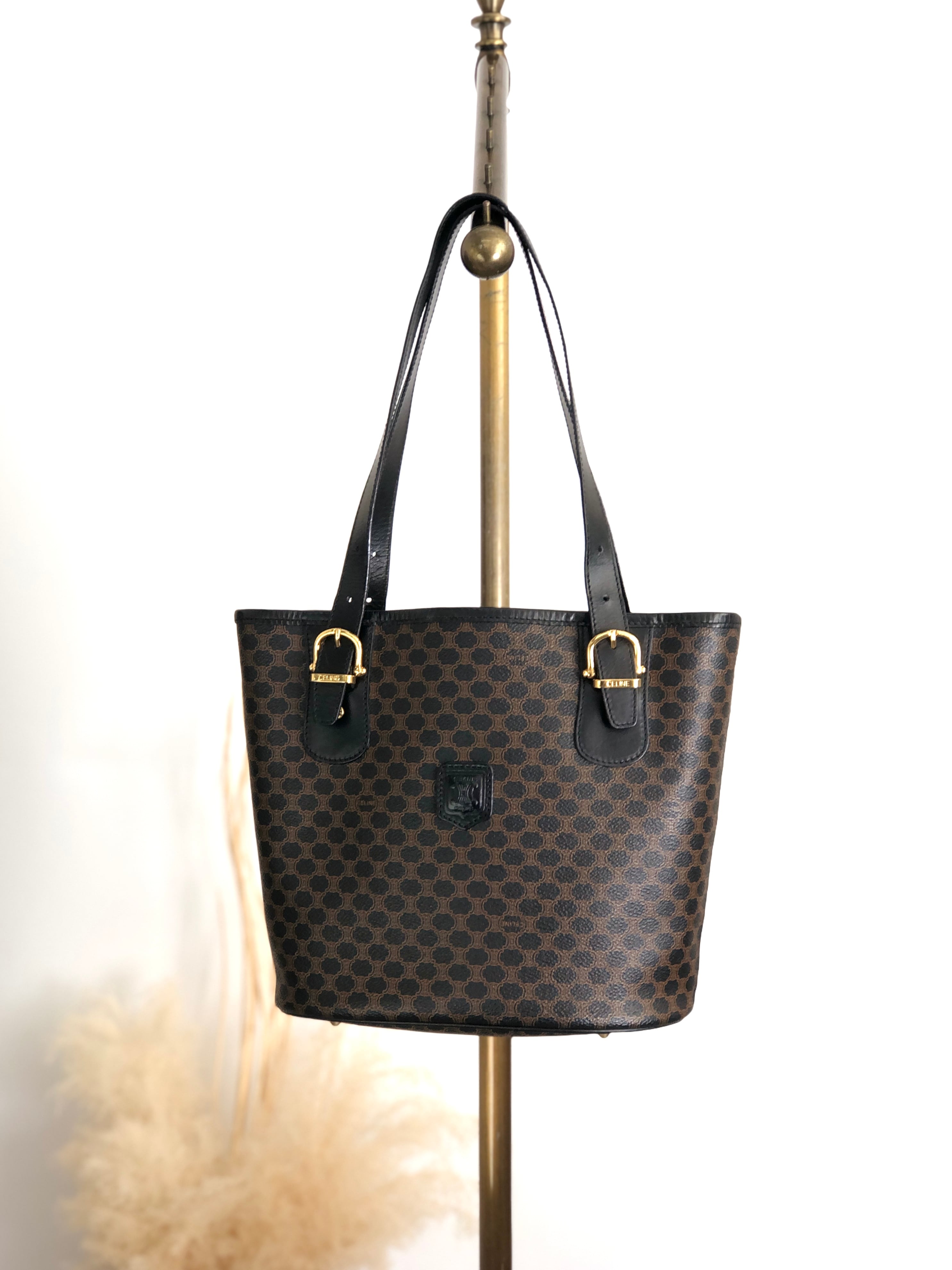 CELINE セリーヌ マカダム トートバッグ ブラック ブラゾン型押し PVC