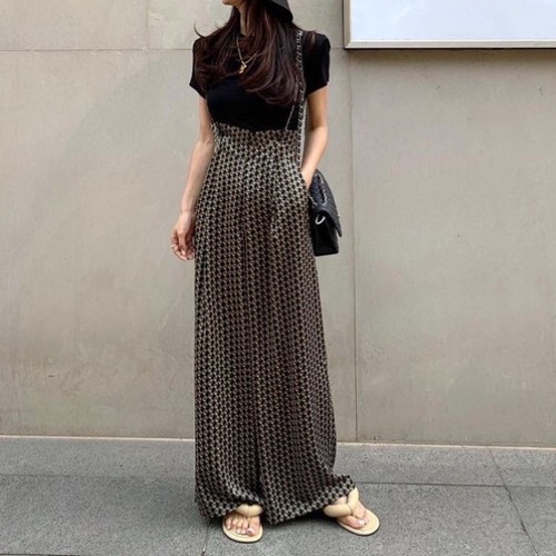 ハイウエストパンツ レディース ボトムス ワイドパンツ サスペンダー サロペット オーバーオール ドレープパンツ 長ズボン ゆったり カジュアル お出かけ おしゃれ ハイウエスト ズボン 女性 薄手