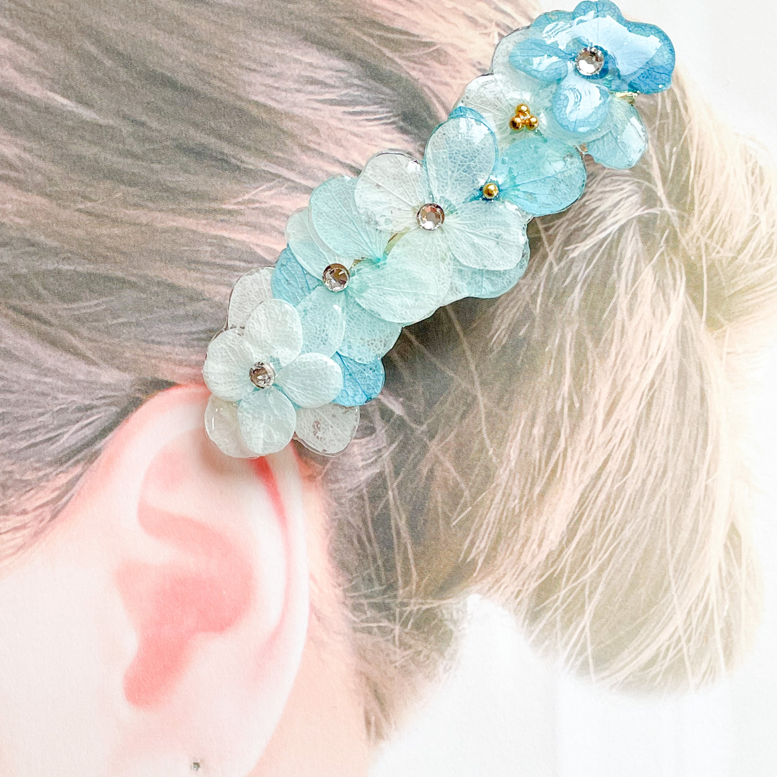 押し花 レジン ヘアクリップ ドライフラワー ヘアピン