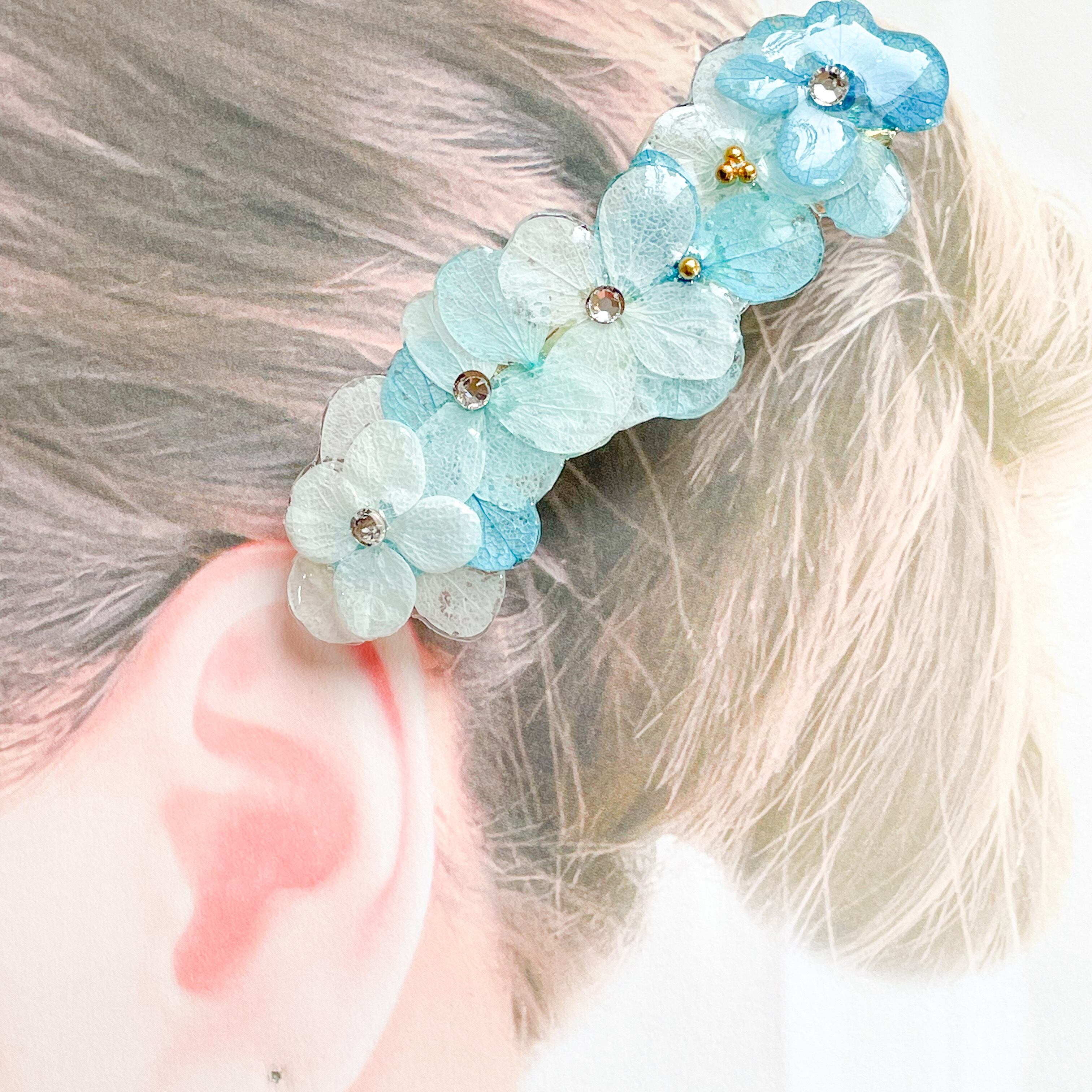 淡いブルー紫陽花バレッタ | puanani accessory