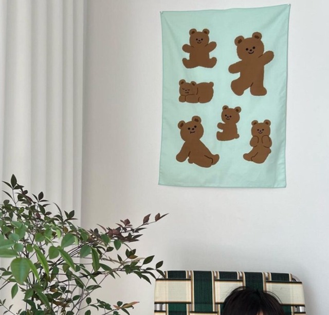 【お取り寄せ】★2色★ 壁飾り 撮影道具 韓国風 掛け布 ーポスタ 小さなクマ 背景布 写真道具