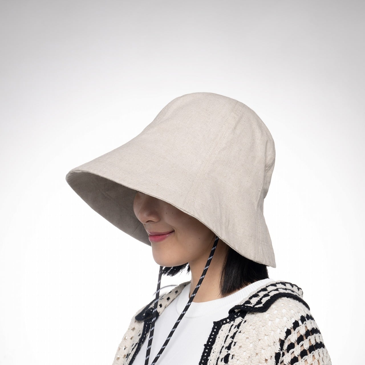 リネンコットン チューリップ ドローコード付き 洗濯機洗い可