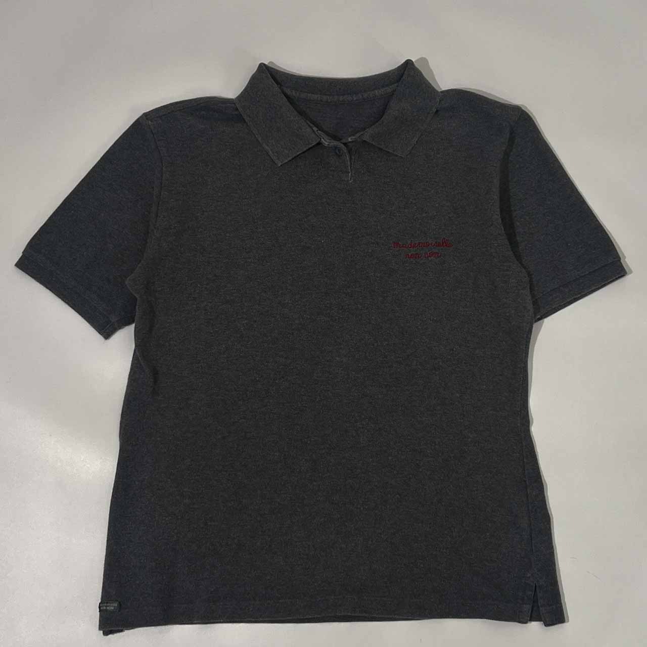 Mademoiselle non non マドモアゼルノンノン 鹿の子 半袖 ポロシャツ L/グレー レディース