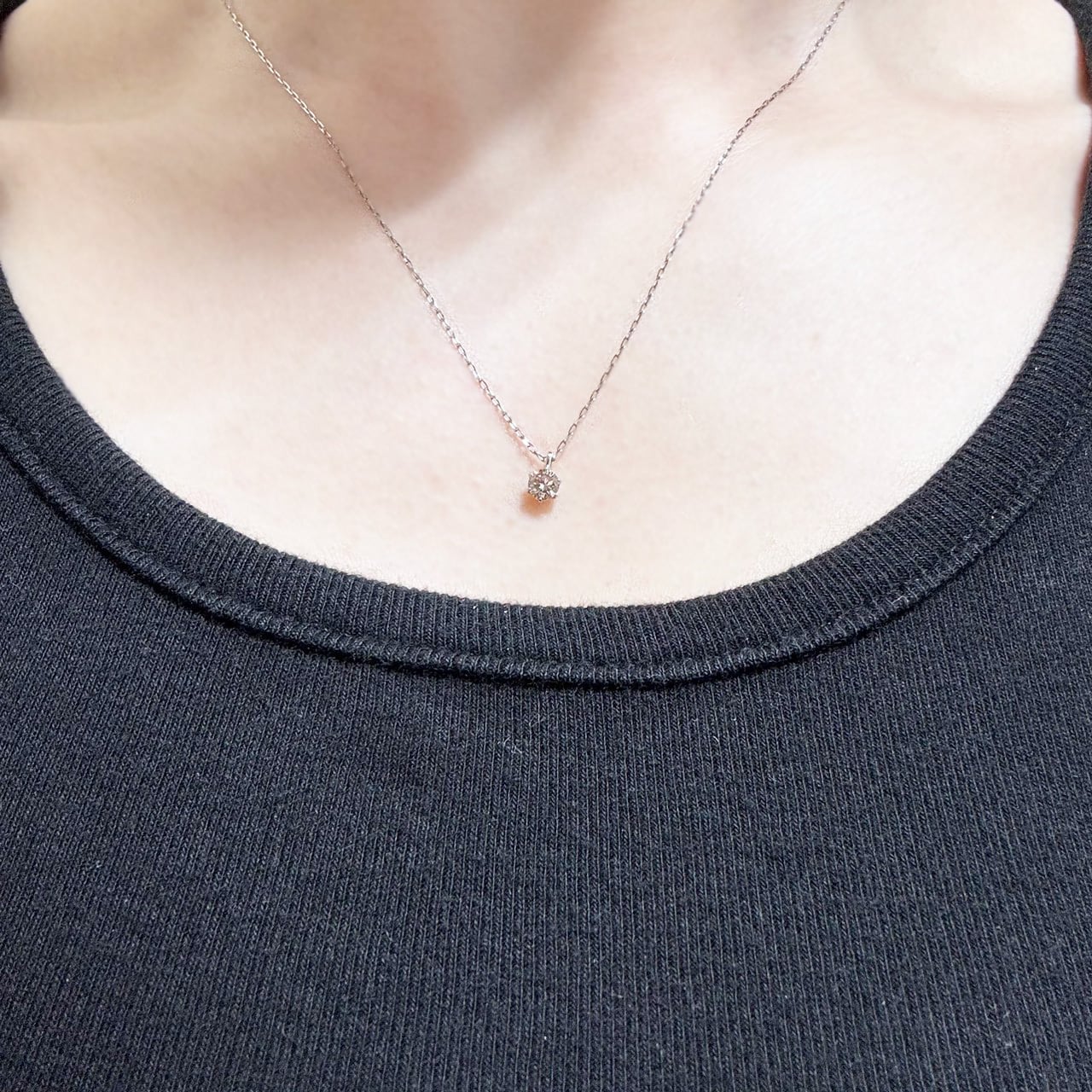 Pt900 0.23ct 一粒 ダイヤモンド ネックレス シンプル 6本爪 ライト