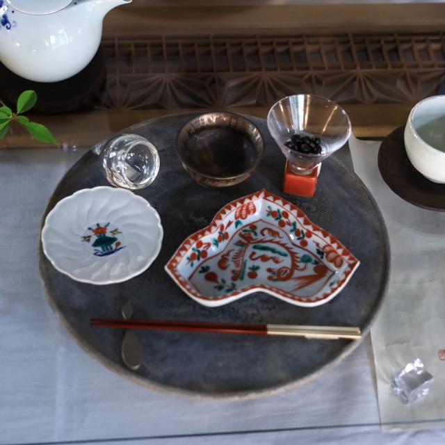 AS 新道工房　呉須赤絵麒鱗文向付