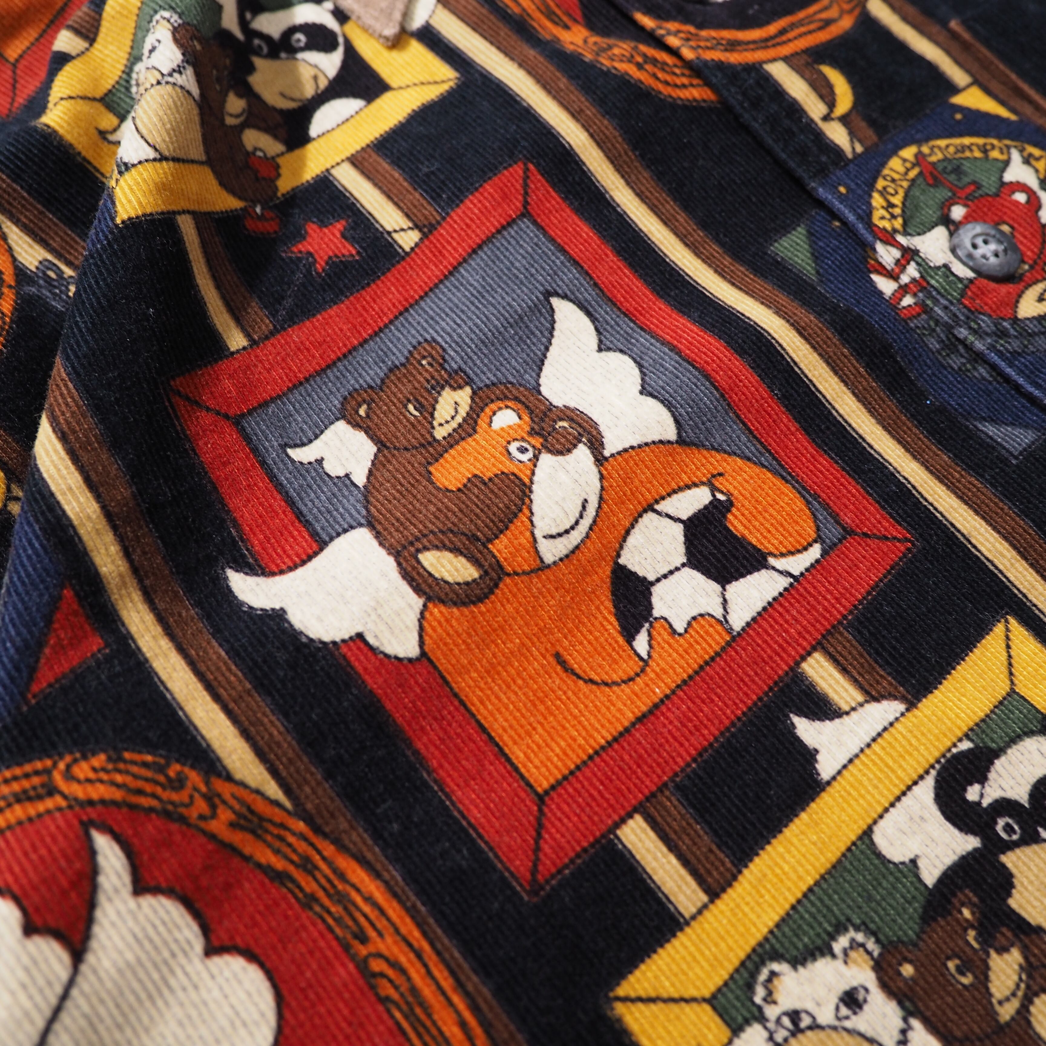 1990s ” Castel bajac ” colorful retro character printed vintage corduroy shirt