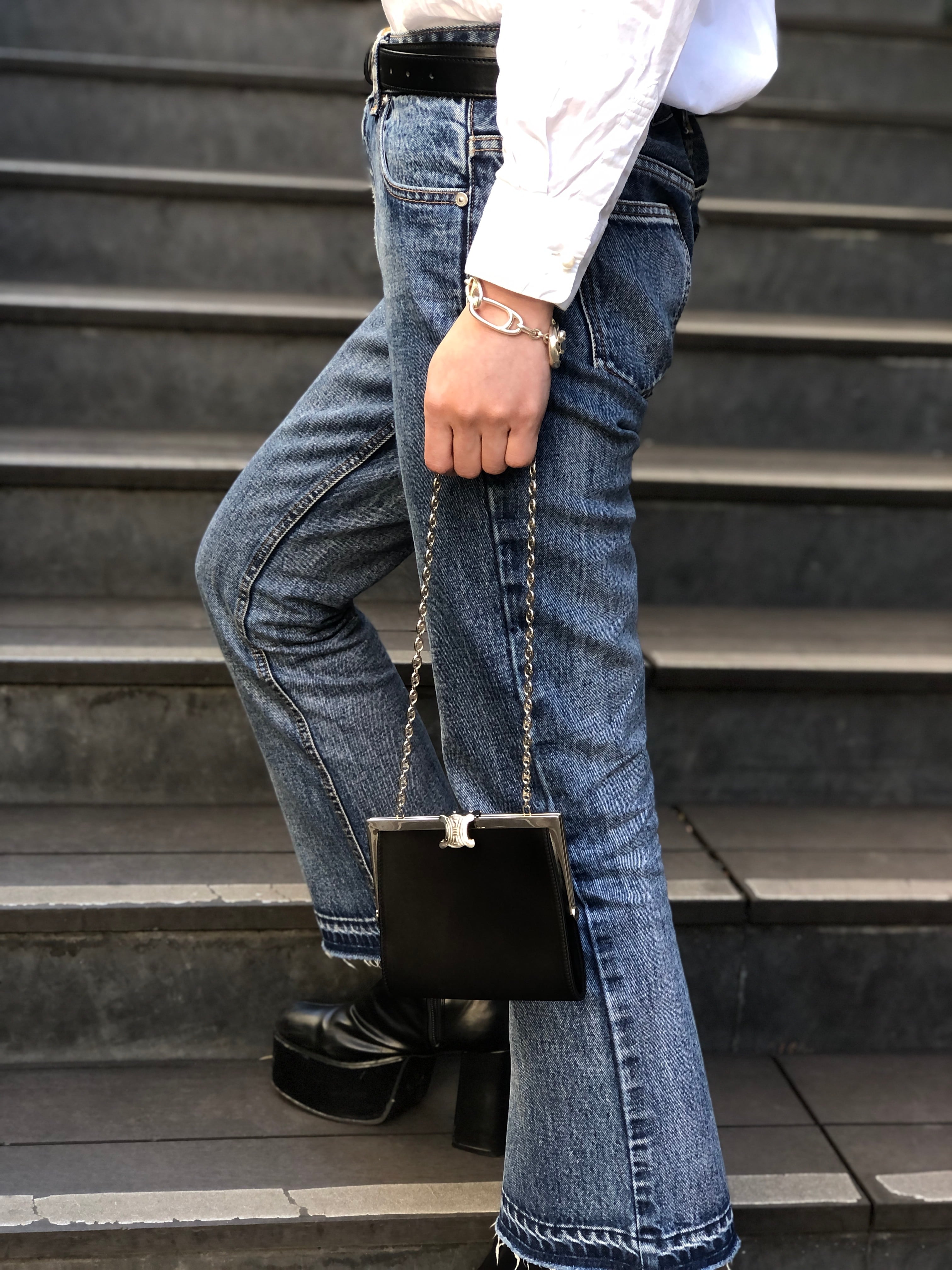 CELINE セリーヌ ショルダーバッグ ブラック シルバー トリオンフ