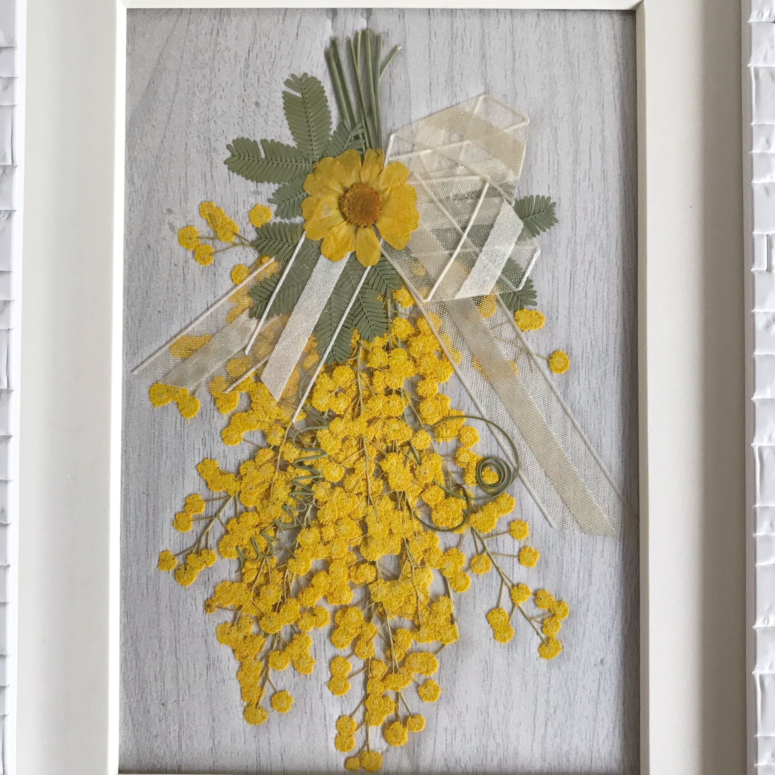 いっしー様おまとめ】ふさふさミモザの花束と小鳥たち＊シーグラスアート 