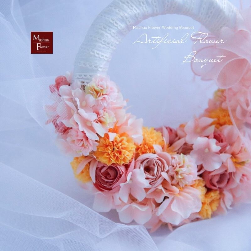 リースブーケ』『ハンドバッグブーケ』アプリコット・ピーチ・イエロー