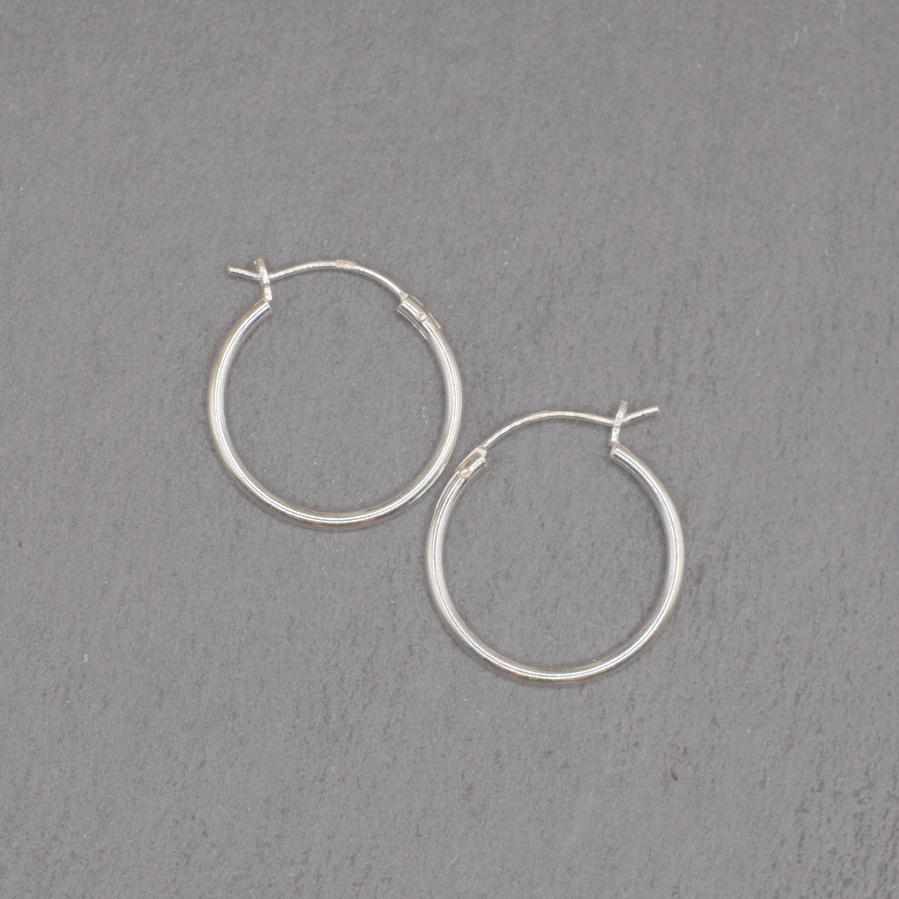シルバー925 Silver ノーマルフープピアス/細め/軽研磨仕上げ/両耳