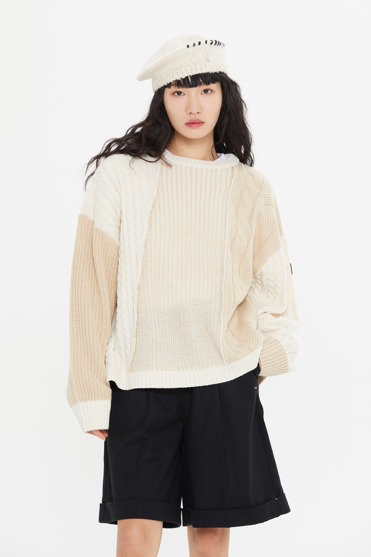 TONE ON TONE MIX KNIT_BEIGE