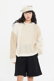 TONE ON TONE MIX KNIT_BEIGE