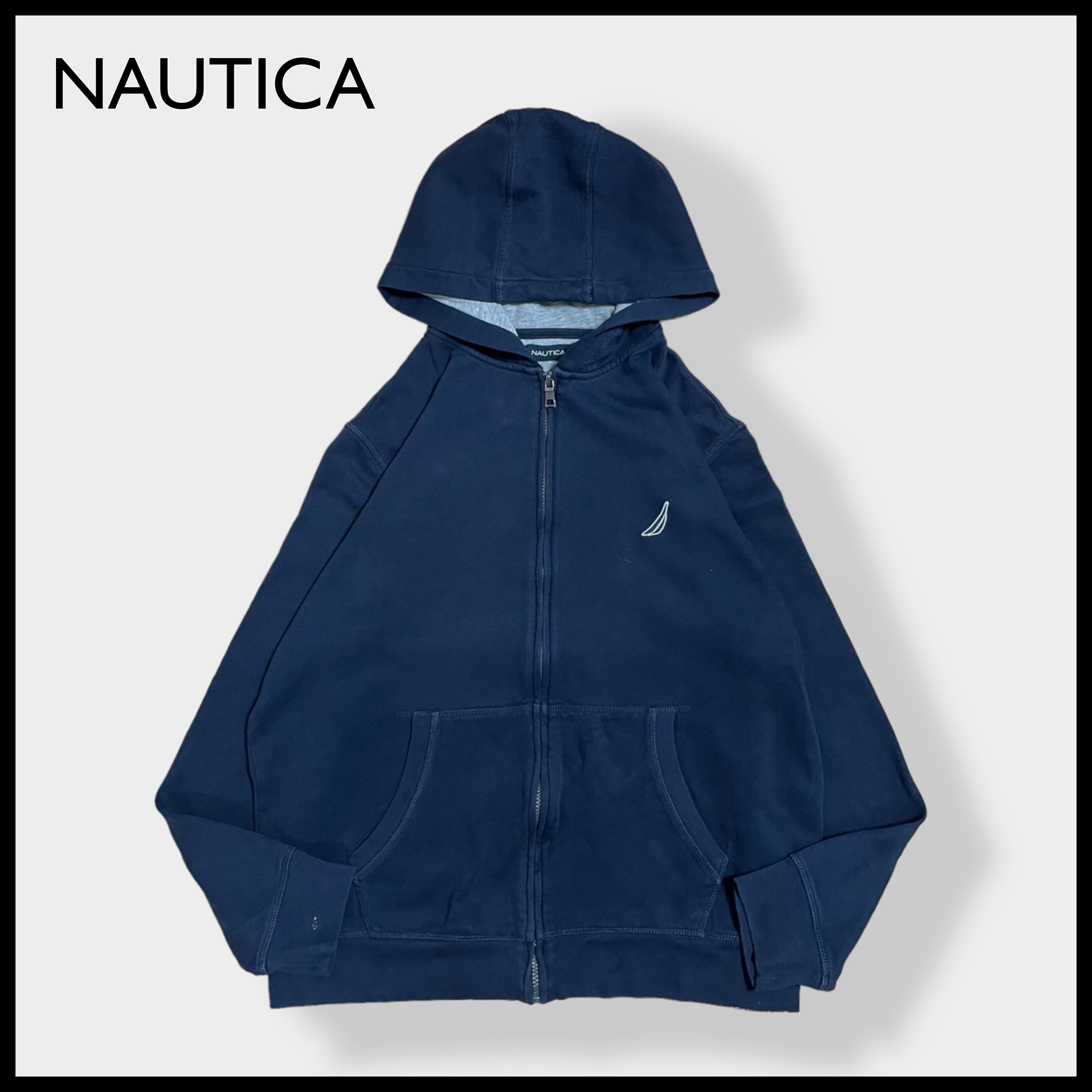 NAUTICA】ワンポイント 刺繍ロゴ フルジップ ジップアップパーカー