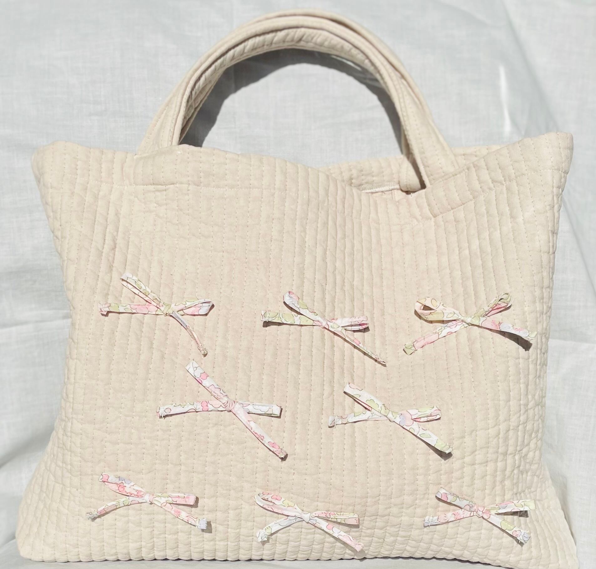 【残り1点】レッスンバック韓国ヌビキルト&リバティリボンバッグ