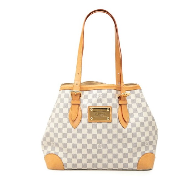 ルイ ヴィトン ダミエ アズール ハムステッドMM ショルダーバッグ トートバッグ N51206 ホワイト PVC レザー レディース LOUIS VUITTON 【中古】
