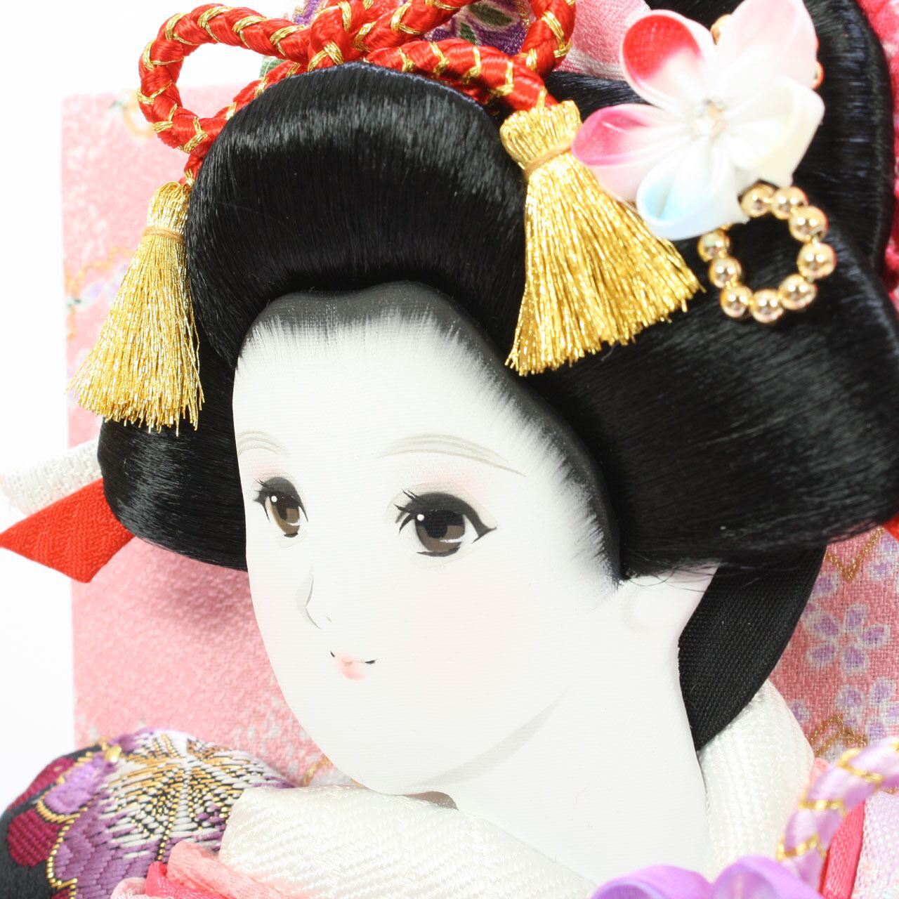羽子板 刺繍 ハンドメイド 縁起物 歌舞伎 飾り物 伝統工芸 華やか お正月 羽子板飾り《商品コード》10310-0134 花振袖刺繍｜初正月｜省スペース