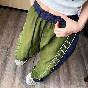 CHENXX草色の反射テープ付ロングパンツ