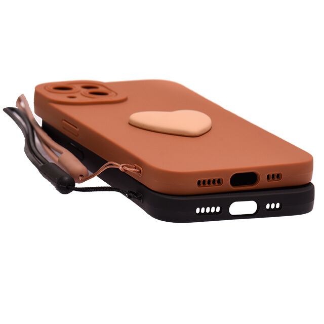 ストラップ付き 全2カラー ハート 手触りいい シリコン スマホケース