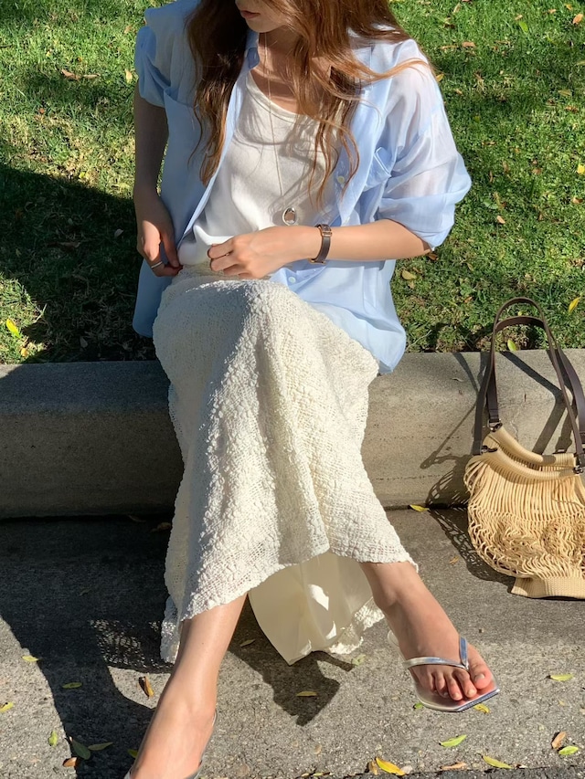 (予約) verveine / Flora texture long flare skirt 1color