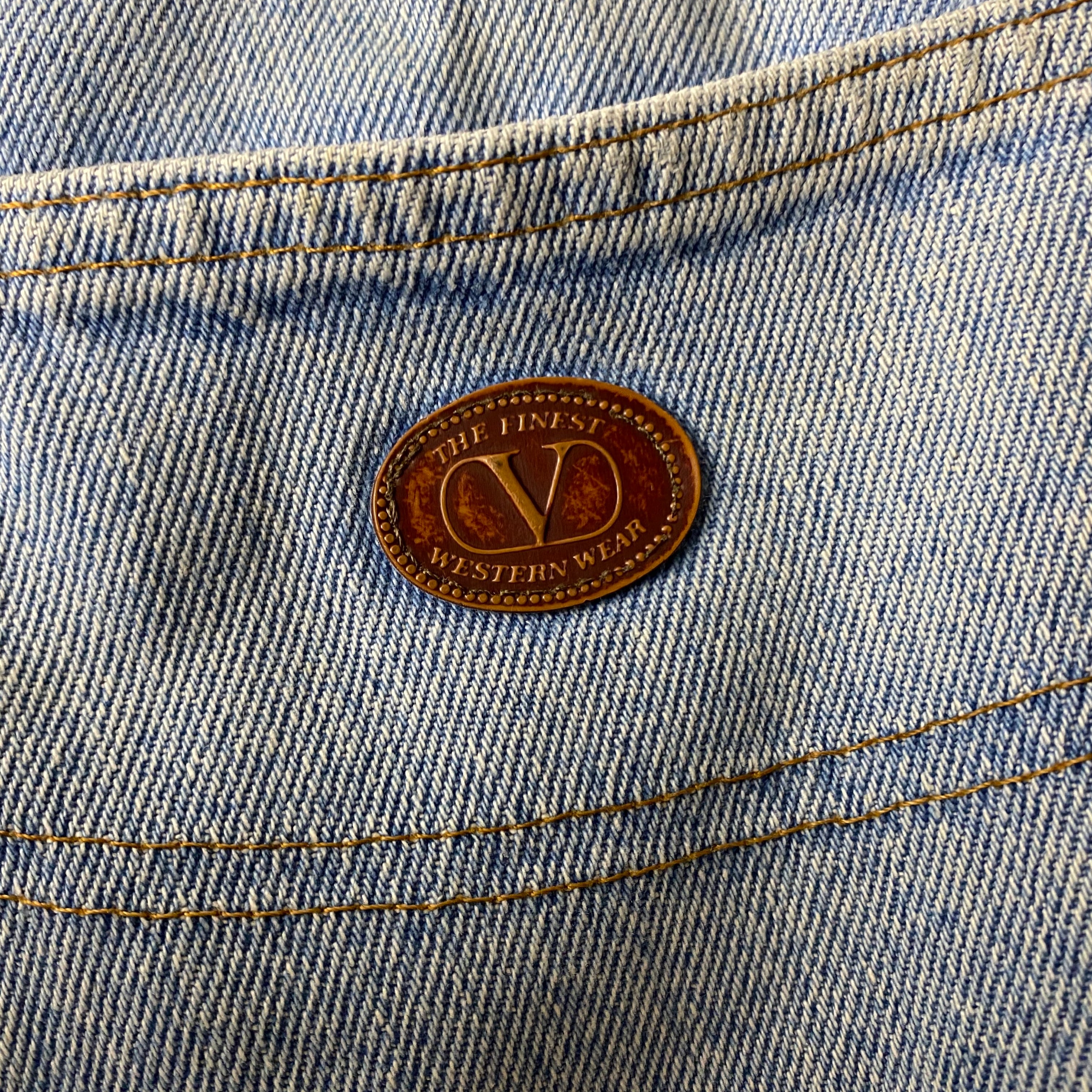 VALENTINO GARAVANI leather patch design denim pants | NOIR ONLINE