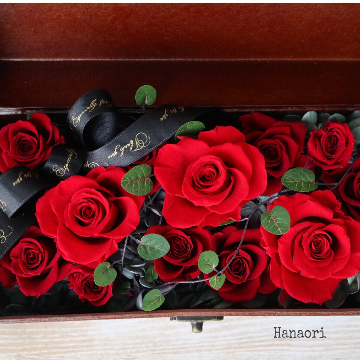 アンティークBOX L 赤バラ真紅 | 花織(はなおり)