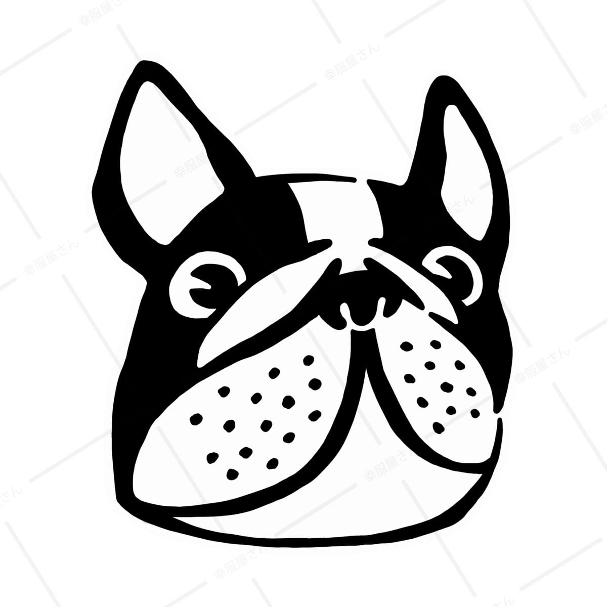 フレブル パイド ワンポイント Tシャツ dog16 顔イラスト 犬 フレンチブルドッグ 夏