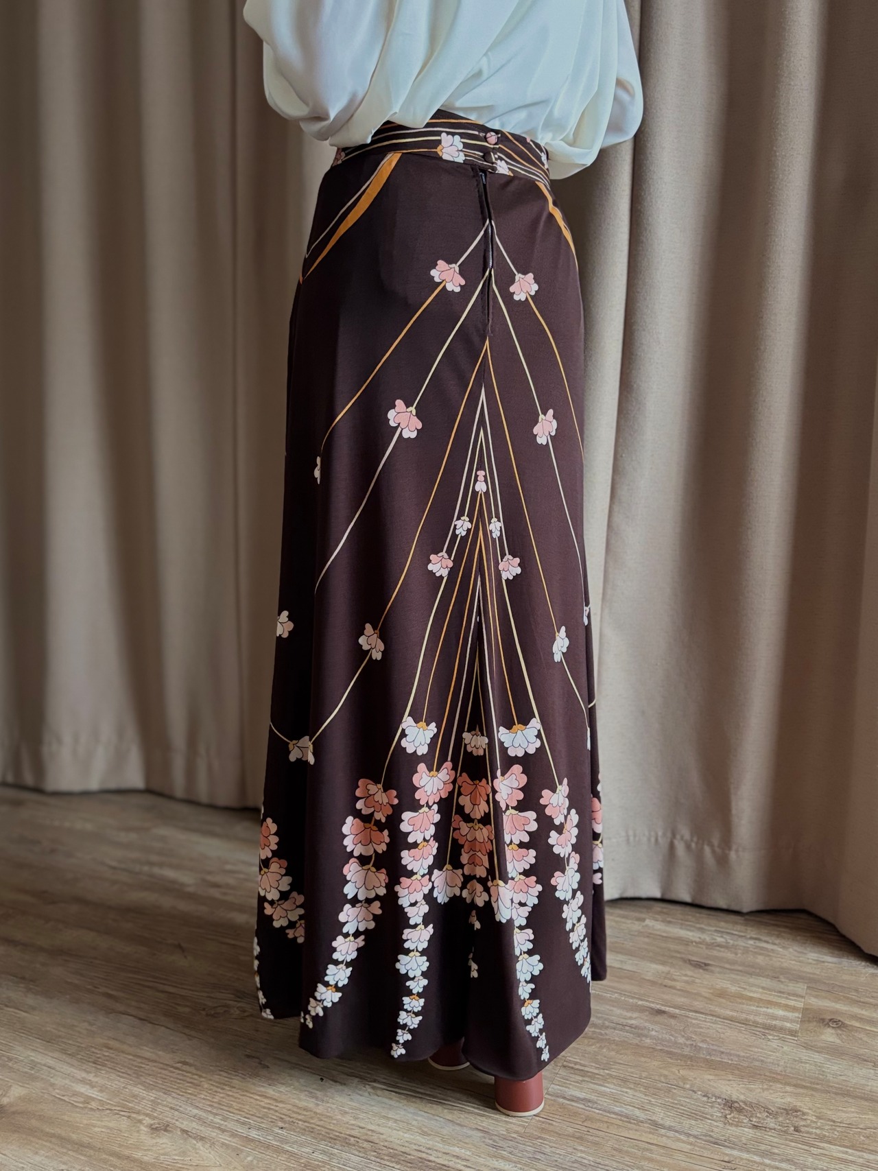 MADE IN ITALY rétro silk maxi skirt-5180-9