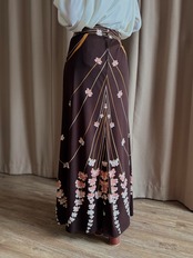MADE IN ITALY rétro silk maxi skirt-5180-9