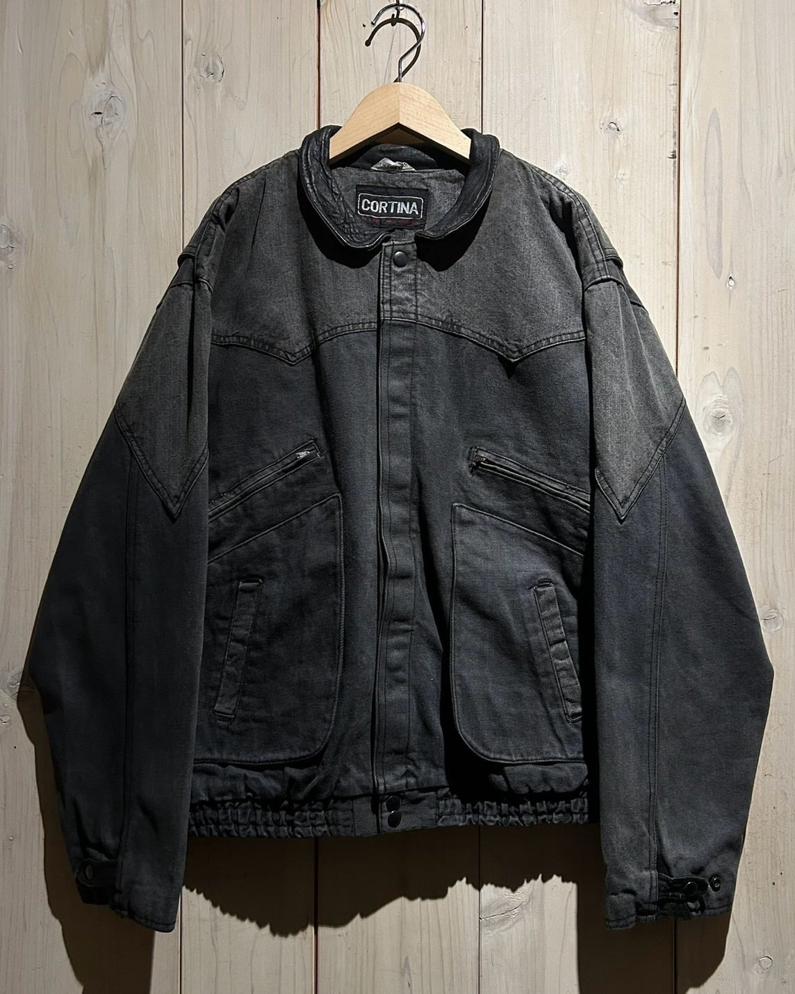 a.k.a.C.a.k.a vintage】Leather × Duck Switching Vintage Denim