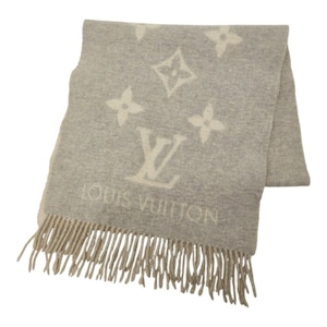 ルイ ヴィトン モノグラム エシャルプ レイキャビック マフラー M71126 グレー アイボリー カシミヤ レディース LOUIS VUITTON 中古