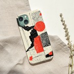受注生産 iPhoneケース 赤い丸と黒い人物風紙片コラージュ｜ZINEコラージュ ZINE034C