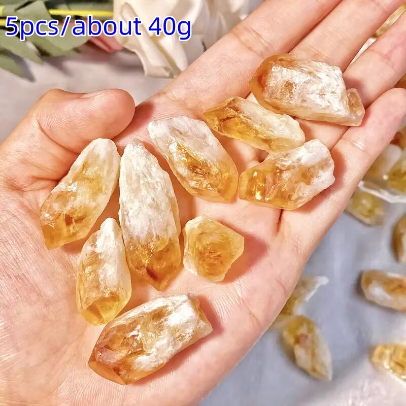 六角柱 イエロー シトリン 天然石 黄色 7-8cm 不揃い 置物 オブジェ