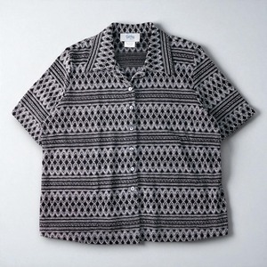 Vintage pile×mesh pattern S/S shirt "made in Canada"