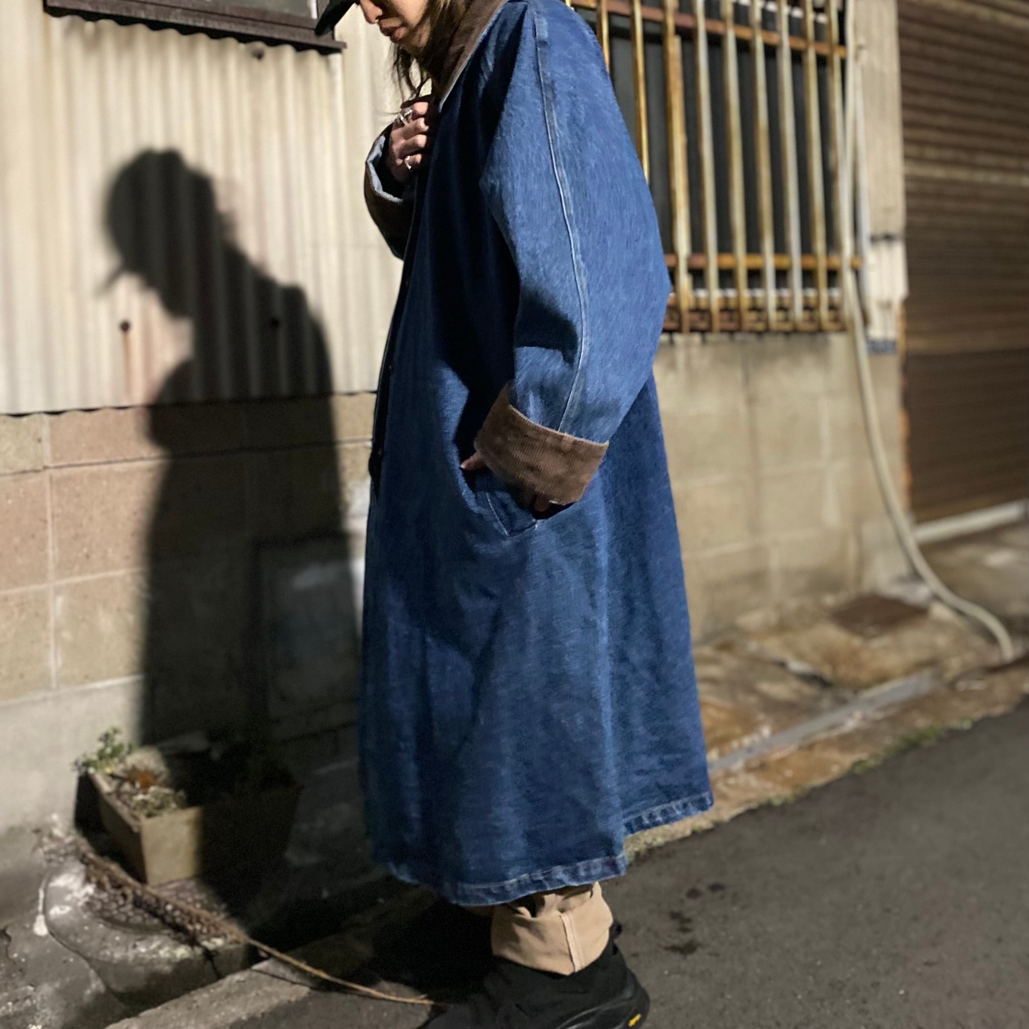 ビッグサイズ Silhouettes マキシデニムコート メンズ3xl相当 レディース企画 古着 濃色 ロングコート 大きいサイズ デニムジャケット Cave 古着屋 公式 古着通販サイト