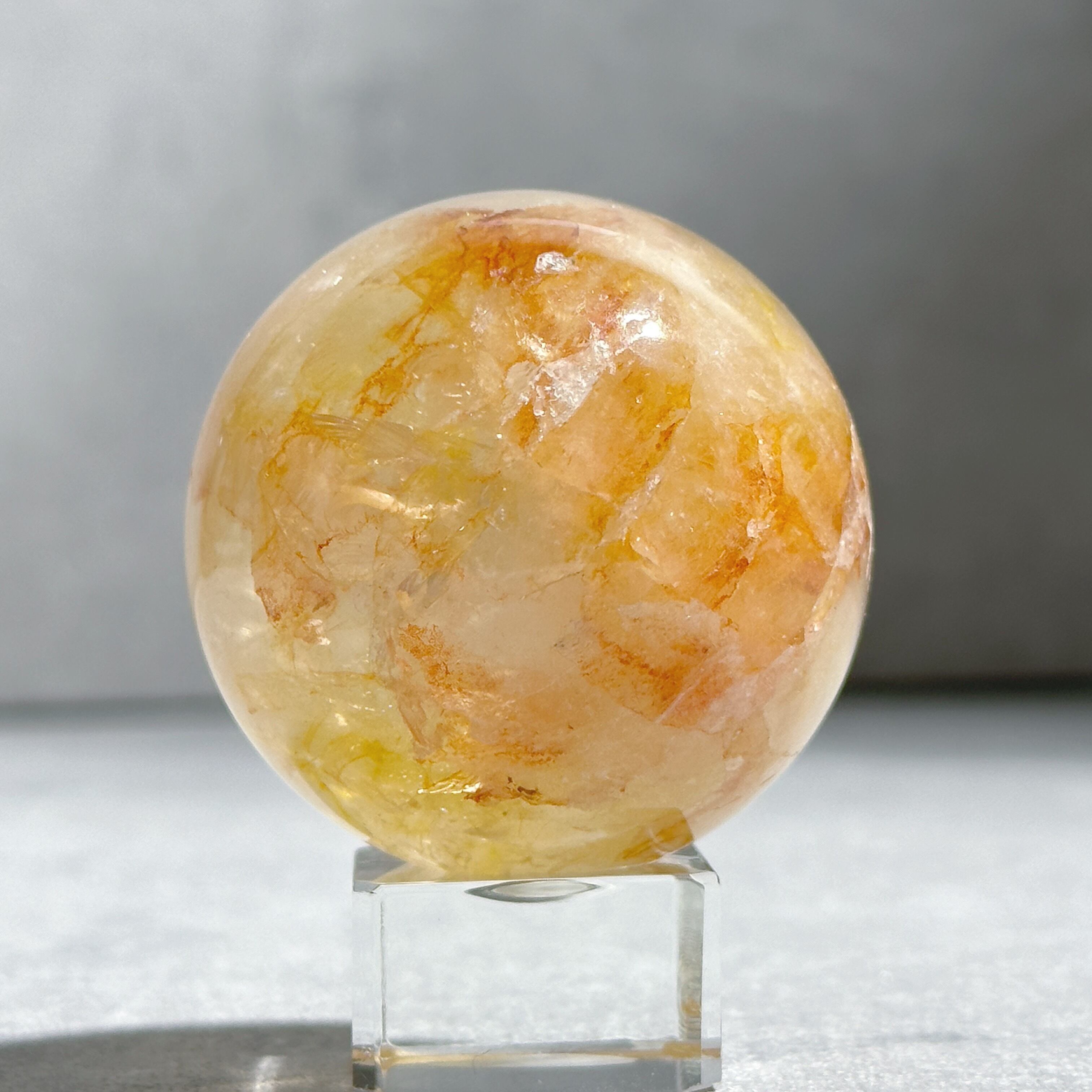 【金・成功・良縁】虹入！青ラダー入シトリンスフィア⭐️ゴールデンヒーラ共R207 金・成功・良縁】虹入！青ラダー入シトリンスフィア