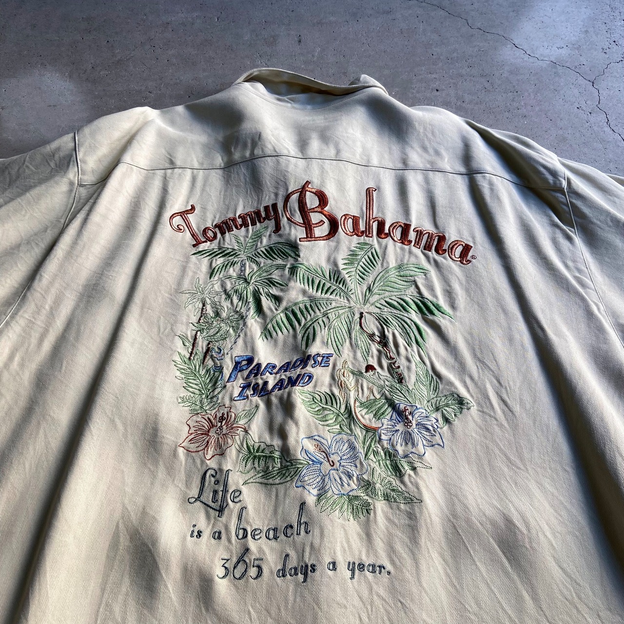 Tommy Bahama トミーバハマ 半袖 シルク バック刺繍 開襟 アロハシャツ 