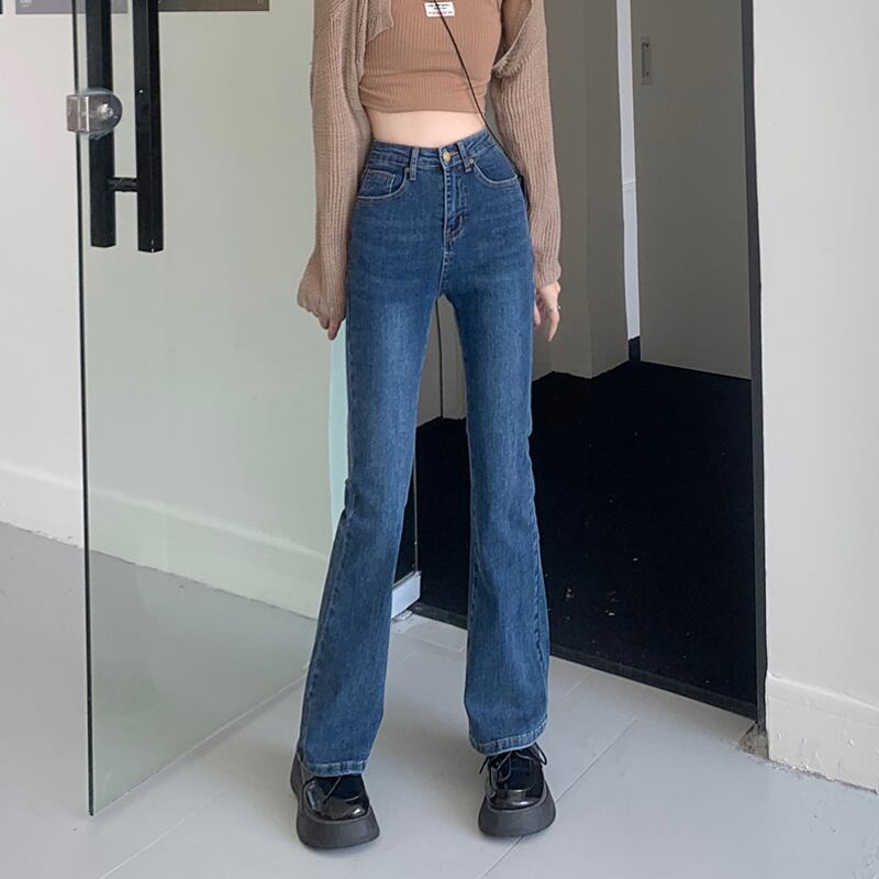 ブルージーンズ スプリングオータムウェストスリムパンツ レッド 春物 秋物 試着室47864487838