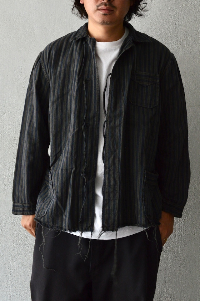 VENTITANK PROJECT Bulgarian Army 1950's-60's Dead Stock Custom Remade & Dyed Sumi Kuro Sleeping Shirt Jacket Type Navy Multi1 ブルガリア軍 スリーピングシャツ ジャケット 50s 黒染め