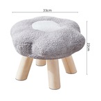 スツール ロータイプ 高さ22cm ８色展開  花型 ブルー グレー ソファスツール 椅子 ファッションソファスツール コーヒーテーブル ホーム 小さなスツール ロースツール 木製 ラムスキン