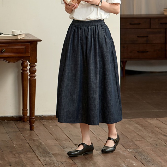 レトロデニムフレアスカート　M2208