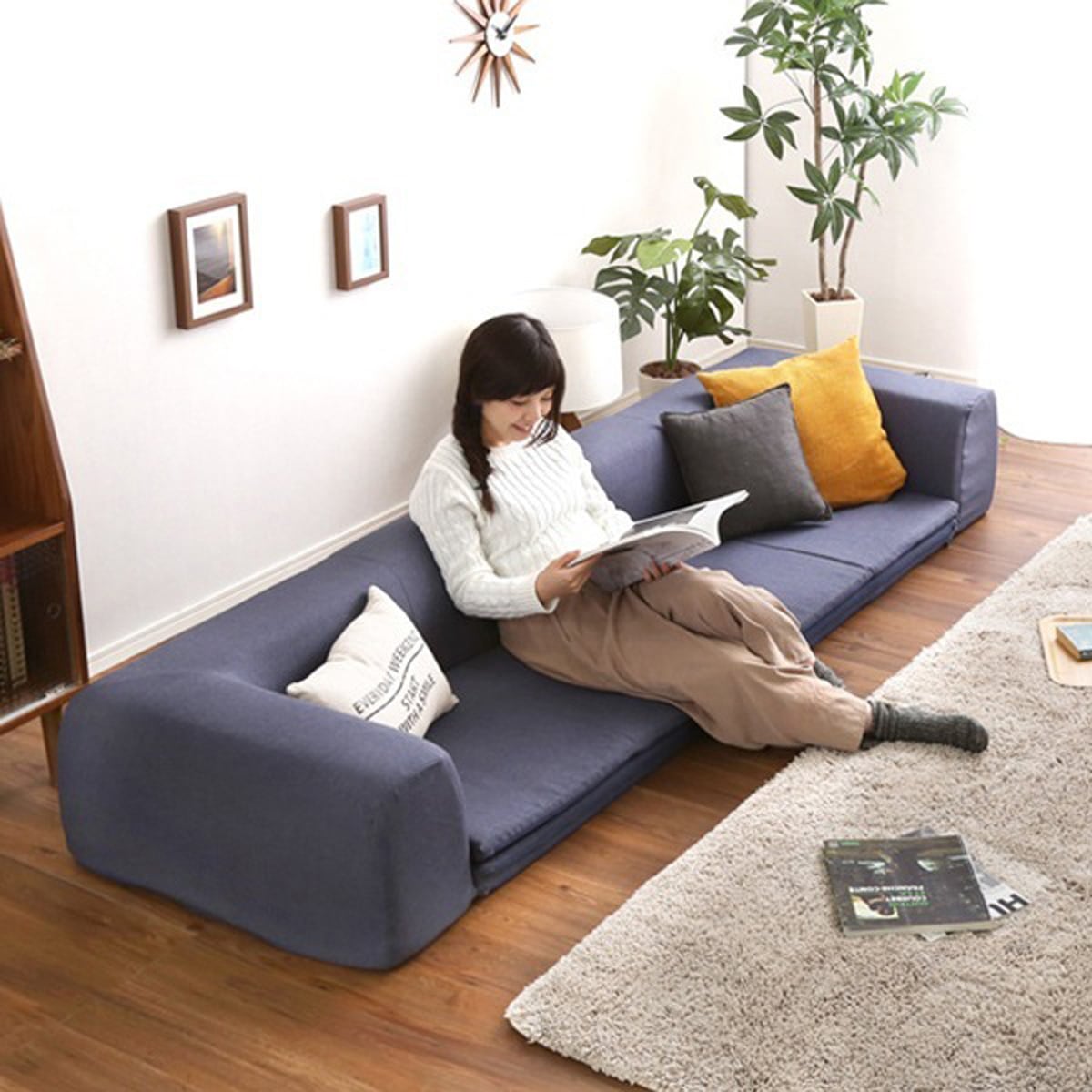 フロアマット付きソファLサイズ 幅250cm お家で洗えるカバーリングタイプ Plateau